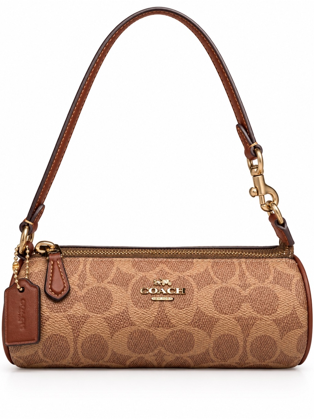 Coach Nolita Barrel Bag in Signature Canvas Brown Tan